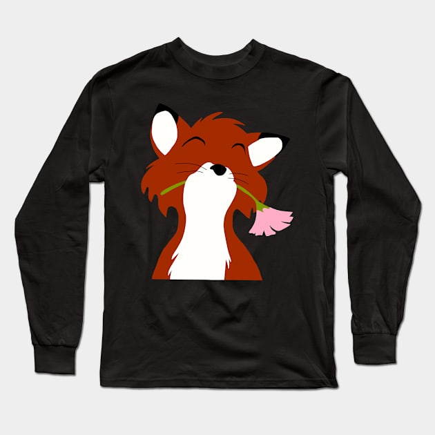 Fox holding a flower Long Sleeve T-Shirt by maliarosburg